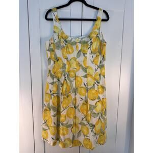 Pappagallo Lemon Print Eyelet Sleeveless Dress Size 10 Summer Cottagecore